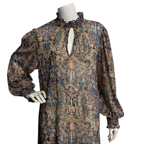 Tommy Hilfiger Women's Long Sleeve Mock Ruffle Neck Keyhole Floral Dress Size 14 - Picture 6 of 7